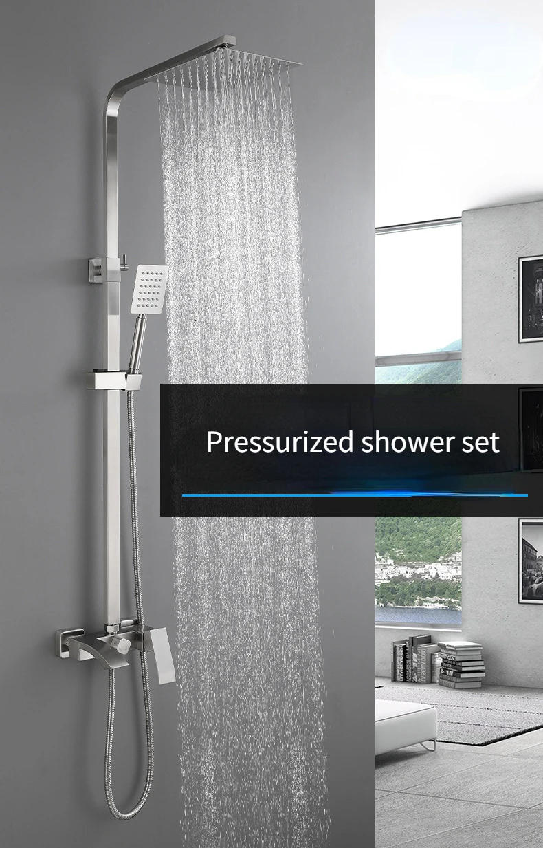 Description Picture 2 of itemStainless Steel Shower Set In-wall Simple  System  Pressurized  Head Three-function Bathroom