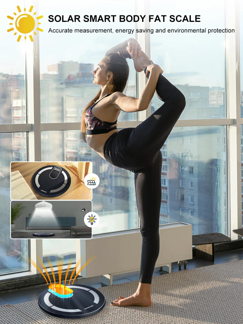 Description Picture 2 of itemINSMART Body Digital Weight Scale Solar & Light Energy Charging Smart Scale Balance Bioimpedance Body Fat Bathroom Scales BMI