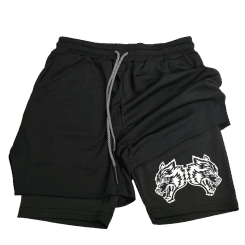 Men's shorts 2 in 1 double layered Running sports fitness shorts Outdoor casual printed gym shorts men  sweatpants