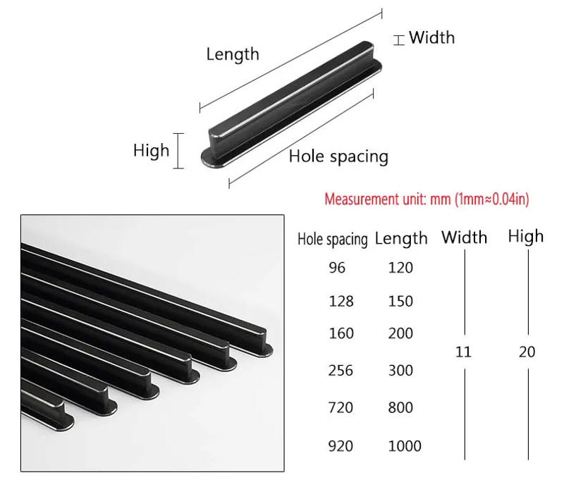 Description Picture 2 of itemCabinet Door Handle Black Modern Minimalist Cabinet Drawer Nordic Extended Wardrobe Door Handle Light Luxury Silver Edge Muebles