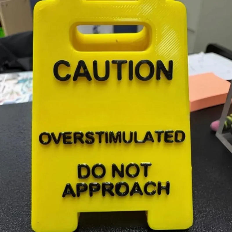 Description Picture 6 of itemDesk Sign "Caution Overstimulated, Do Not Approach" - Humorous Office Decor, Unisex Gift For Coworkers, Versatile Room Decor
