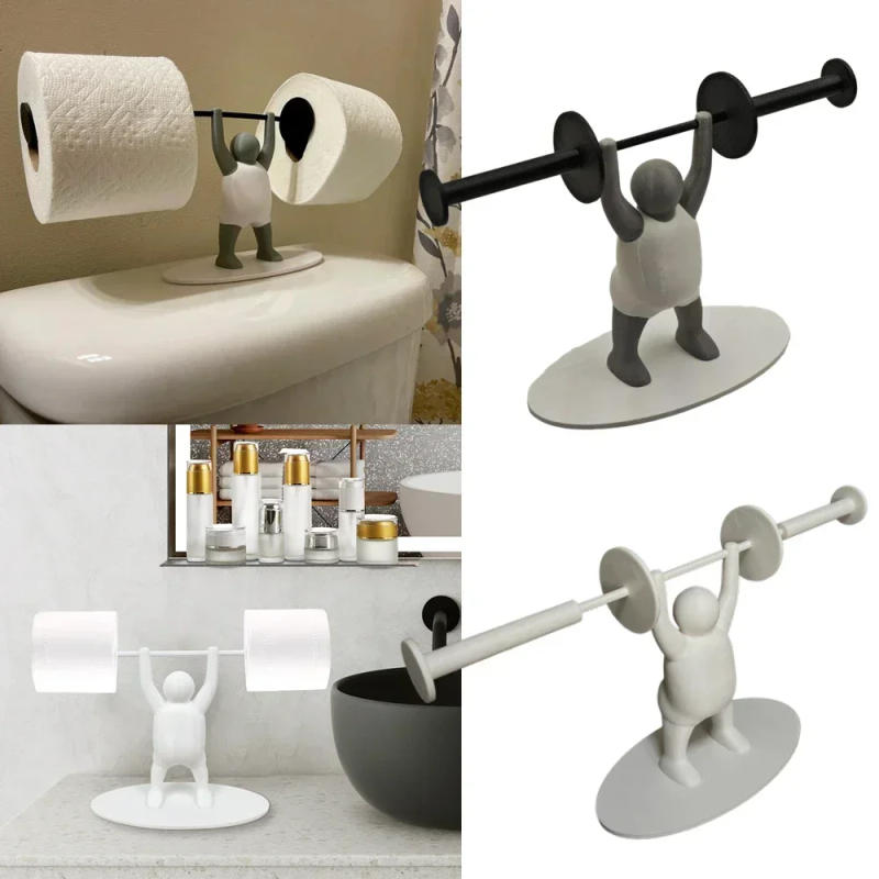 Description Picture 2 of item3d Printed Toilet Roll Holder Fitness Weight Lifter Fun Bathroom Decoration Side Diverting Home Decoration Storage Stand