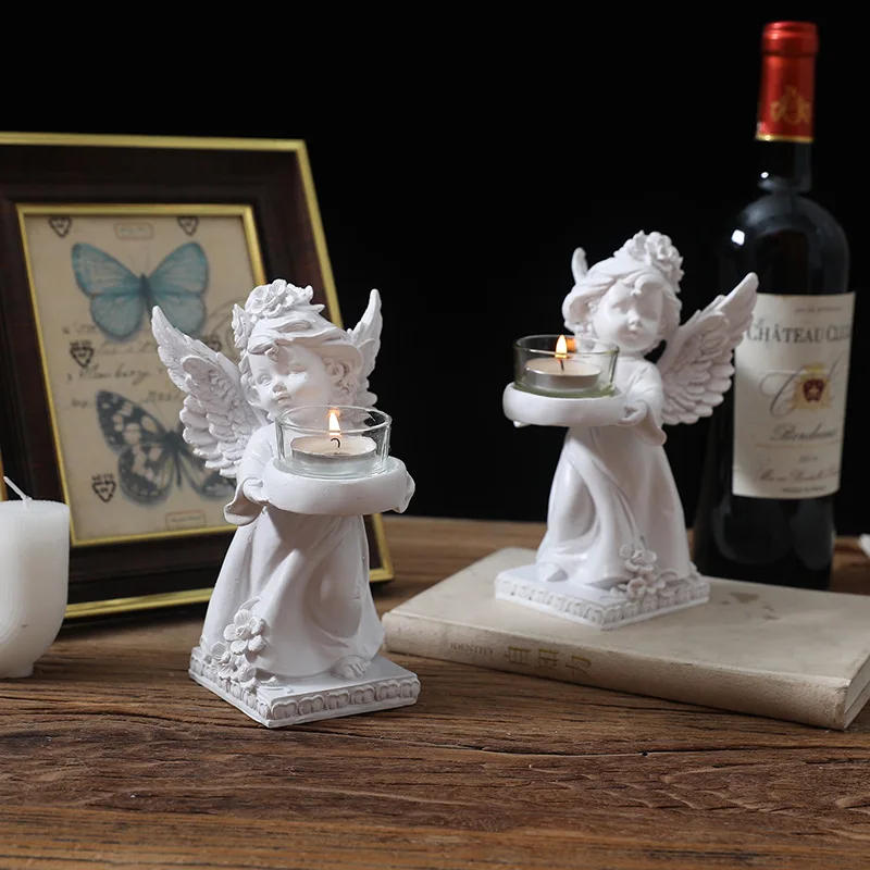 Description Picture 2 of itemCandle Cup Holders Angel Candlestick Decoration Decoration Restaurant Romantic Candlelight Dinner Layout Room Tabletop Decor