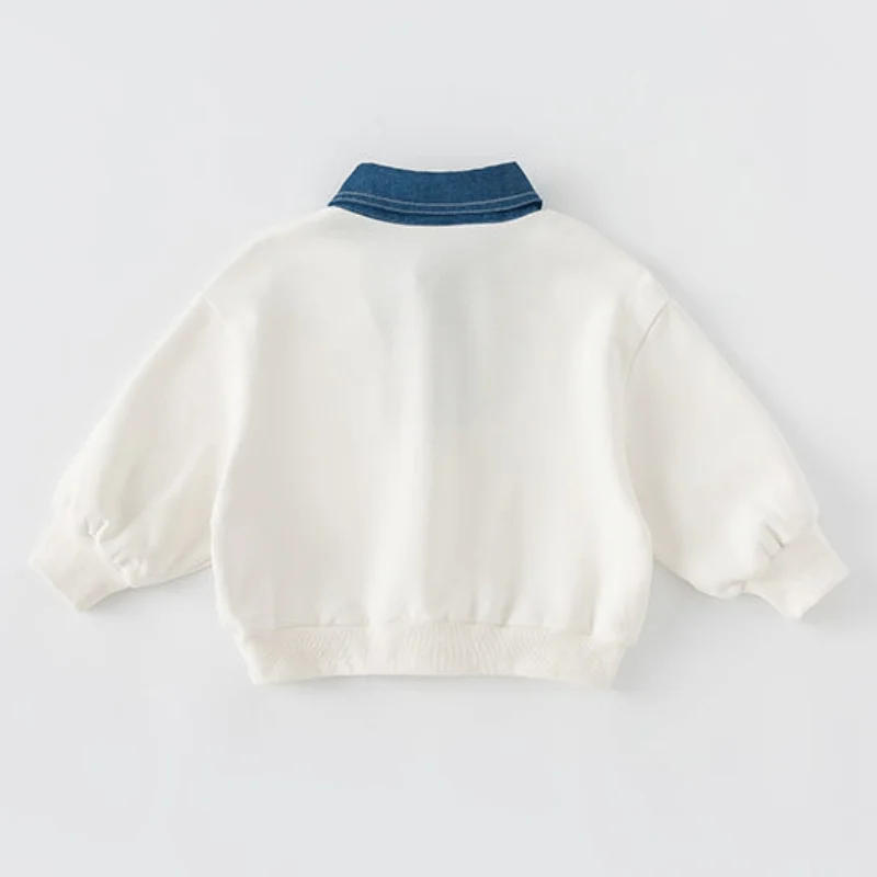 Description Picture 5 of itemBaby Girl Boy Solid Color Hoodie Infant Toddler Child Turn Down Collar Top Autumn Long Sleeve Pullover Baby Clothes 12M-5Y