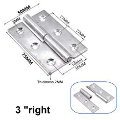 Detachable Hinges Stainless Steel 2/2.5/3/4inch Joint Flag Lift Mechanical Equipment Hinge Removable Marine Hardware Accessories