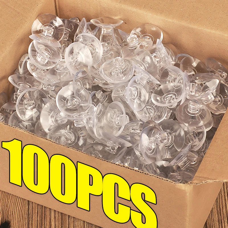 Description Picture 3 of item5/100pcs Mushroom Head Sucker PVC Fish Tank Transparent Glass Sucker Wall Perforated Clear Suction Cups Wedding Car Window Decor