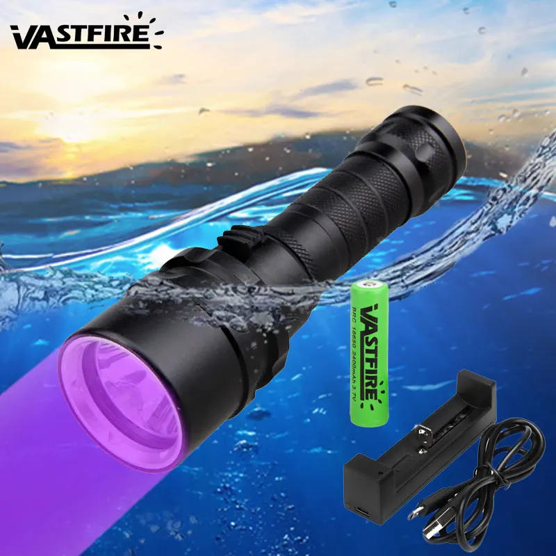 Description Picture 2 of itemLED Diving Flashlight White/UV Light Waterproof Powerful LED UV Lantern Torch UV 100M Underwater Purple White Ultraviolet Light