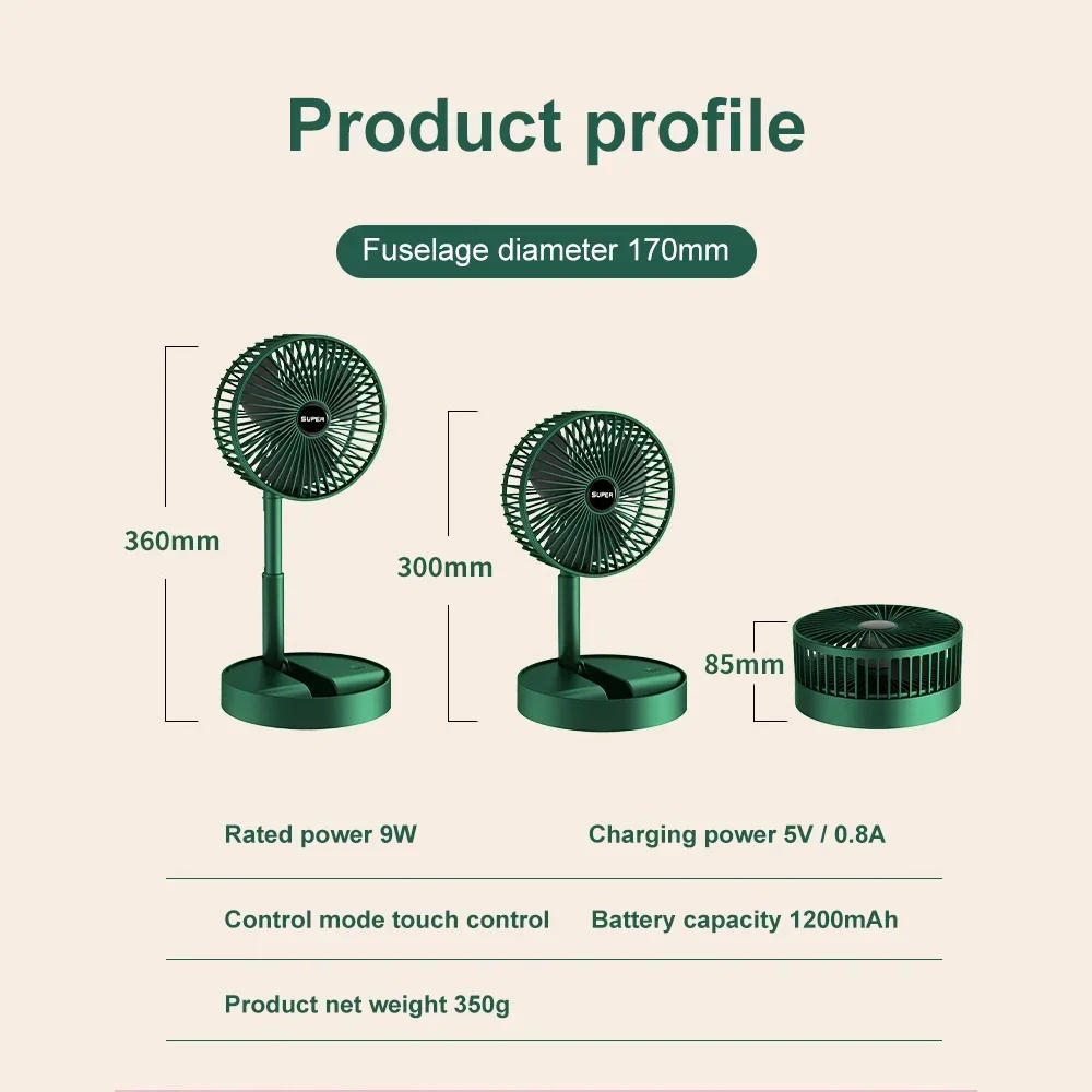 Description Picture 5 of itemDesktop USB Fan Folding Retractable USB Charging Fan Portable Mute Fan For Office Desktop Dormitory Home Mini Electric Fans