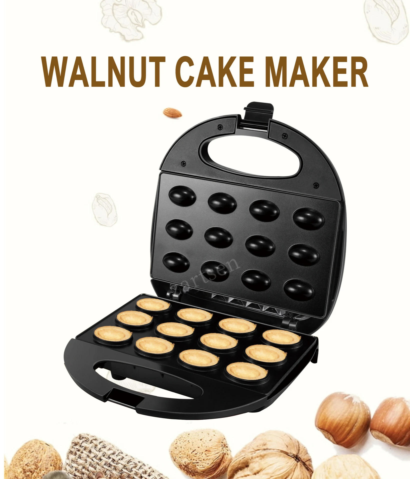 Description Picture 2 of itemMini Electric Walnut Cake Maker Automatic Nut Waffle Bread Machine Sandwich Iron Toaster Baking Breakfast Pan Oven EU plug