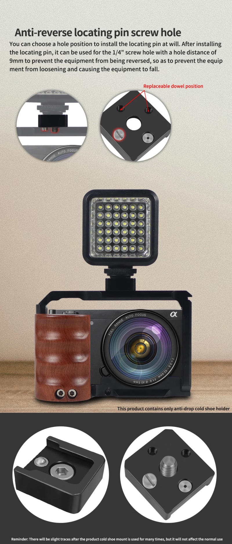 Description Picture 6 of itemHot Shoe Adapter w 1/4 Screw for BMPCC DSLR Camera Cage Rig A7C XT4 Microphone Monitor Tripod Cold Shoe Mount Studio Photography