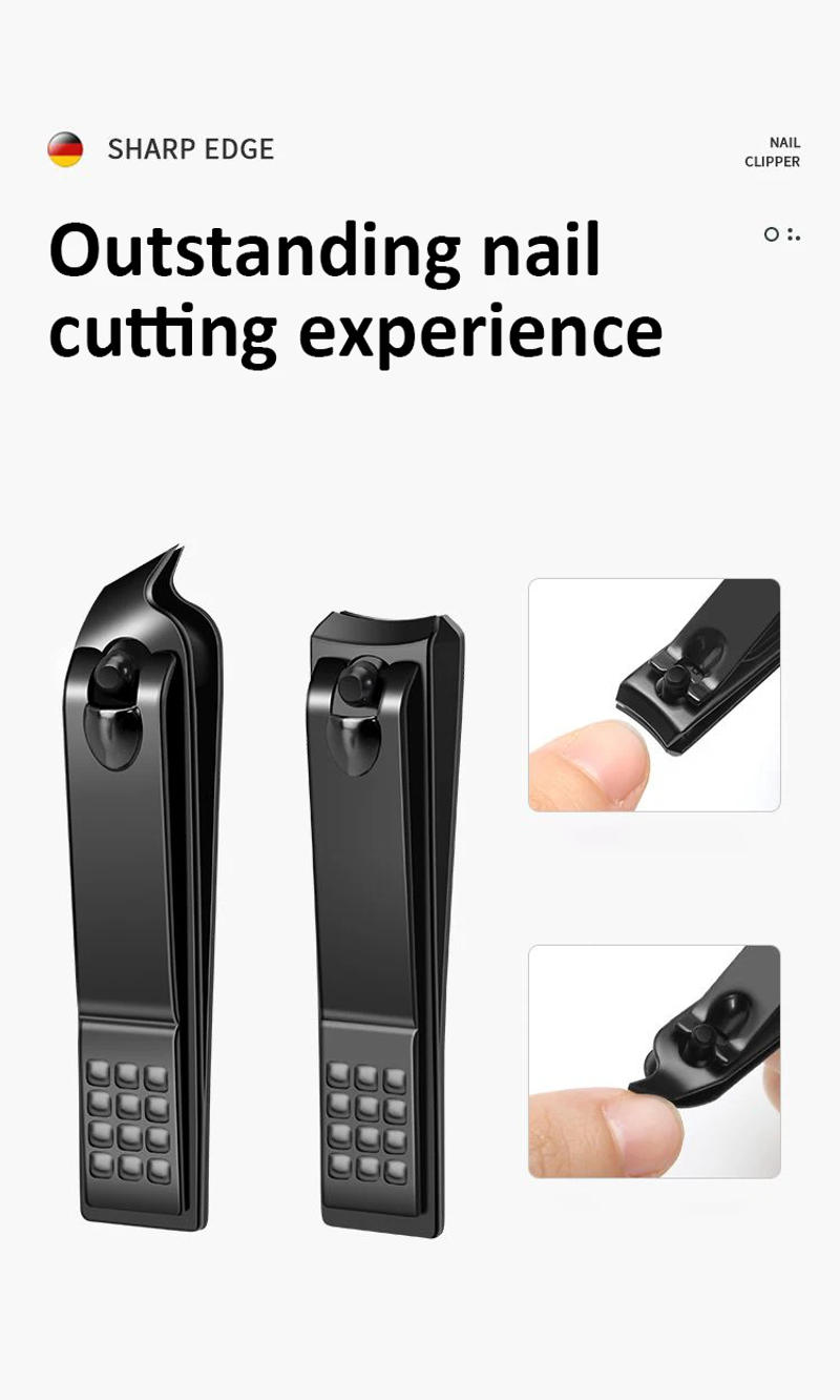 Description Picture 5 of itemGermany 6 Pcs Portable Luxury Manicure Sets Pedicure Kits Bright Black Nail Clipper Set Personal Care Tools Eyebrow Scissors