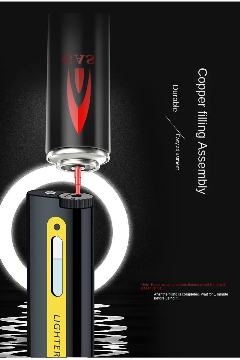 Description Picture 6 of itemNew Portable Metal Lighter Straight Into Windproof Blue Flame Inflatable Butane Gas Lighter Christmas Gift Cigarette Accessories