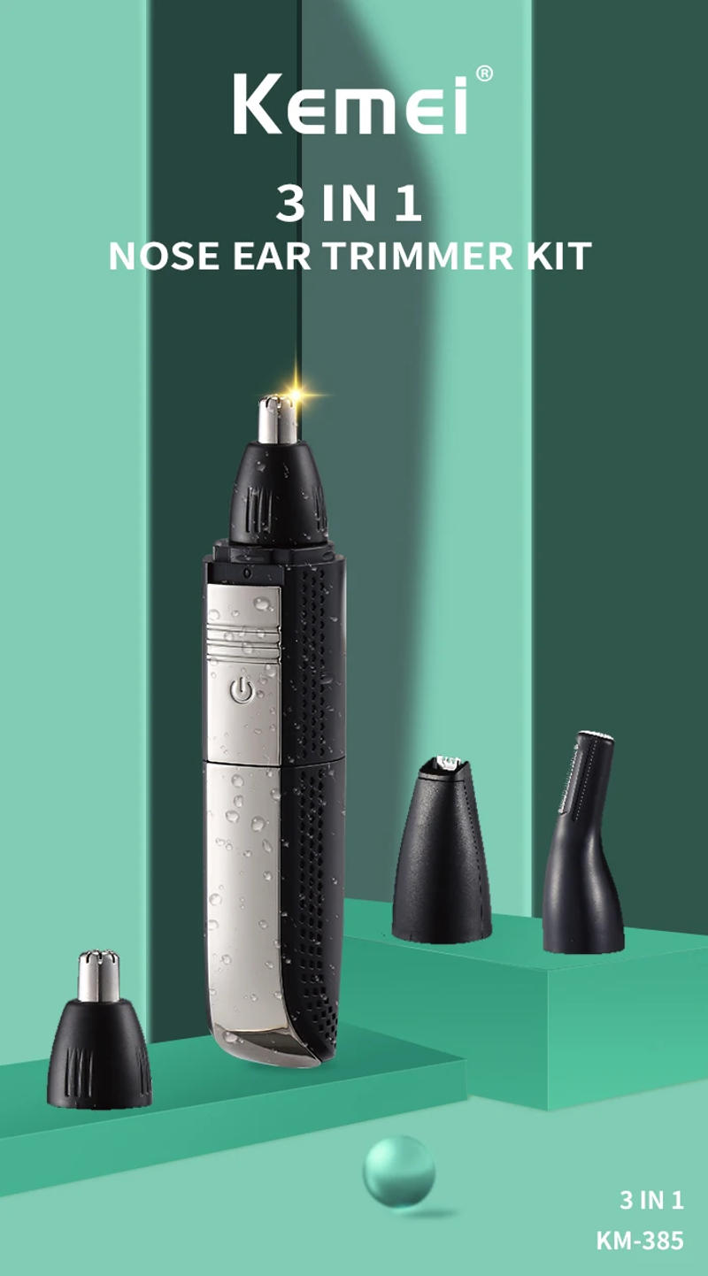 Description Picture 2 of itemKeme 3in1 Waterproof Ear Nose Hair Trimmer For Men Rechargeable Eyebrow Beard Trimer Electric Ear Cleaner Nose Hair Removal