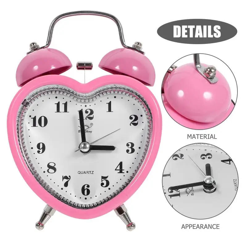 Description Picture 6 of itemKids Alarm Clock Nightstand Decor Heart Shape Operated Non-Ticking Desk