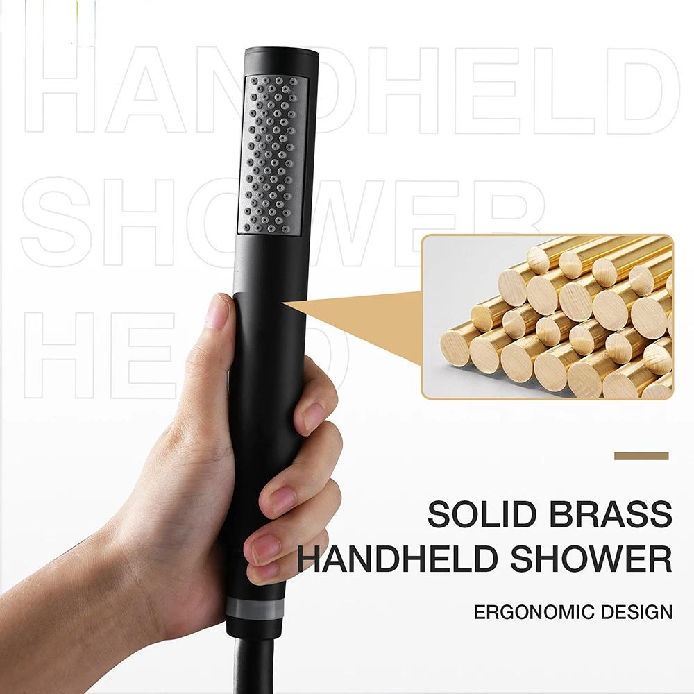 Description Picture 6 of itemSwitch Wall Mounted Bathroom Faucet Brass Black Ceiling Rain Shower Head Hand Sprayer Two-Function Hot&Cold Mixing With Seat