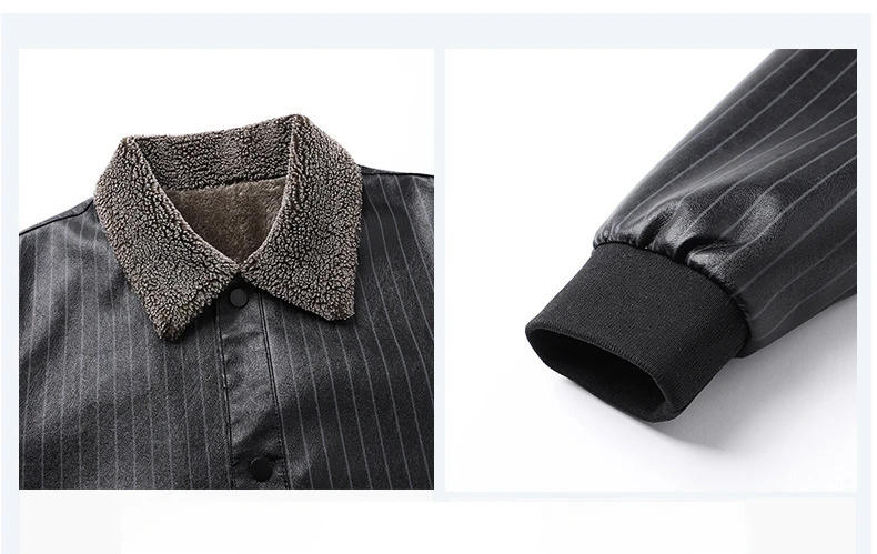 Description Picture 3 of itemMens Leather Jacket  High Quality  PU Coat Wholesell Price Autumn And Winter Artificial  Faux Jacket For Man Size L-5XL