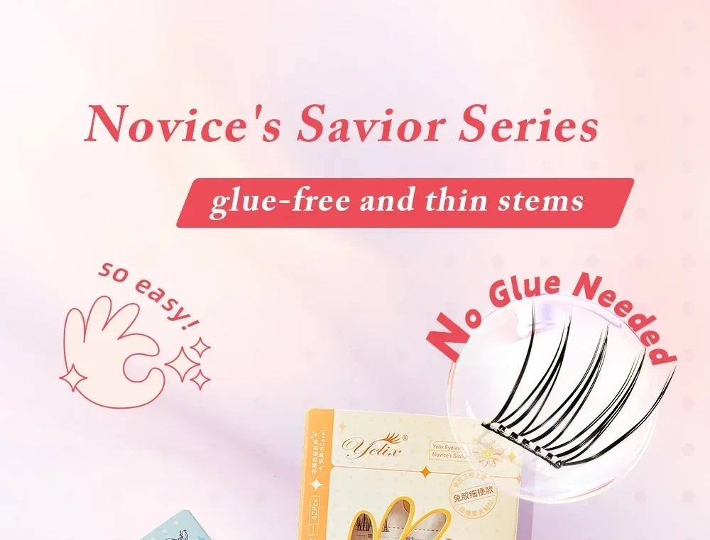 Description Picture 3 of itemYelix Fairy Glue-free False Eyelashes Easy To Rebound No Need To Remove Segmented Thin Stems Suitable for Novice DIY Eyelashe