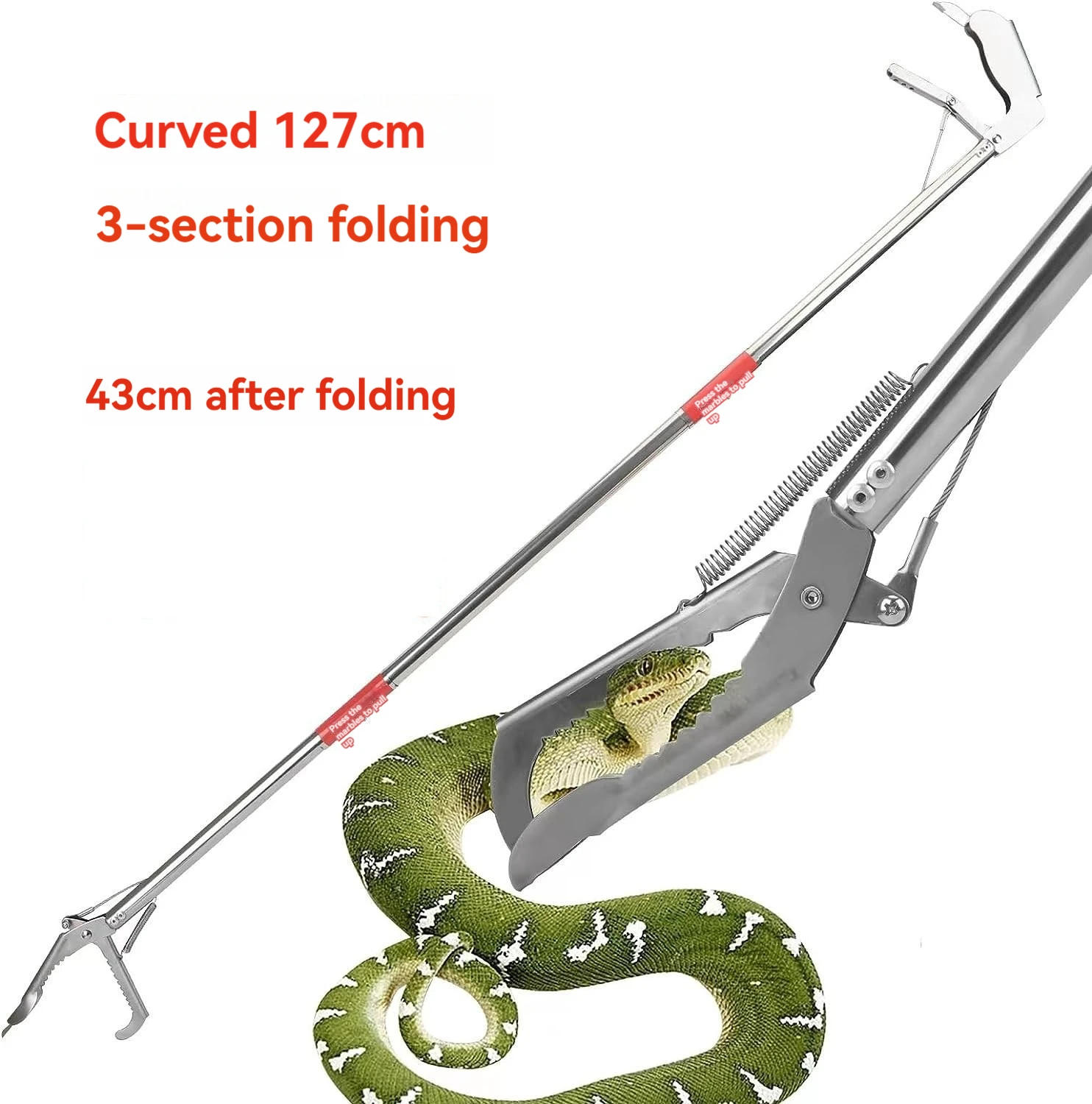 Description Picture 2 of itemStainless Steel Snake Catcher Tongs Two Types Head Foldable Reptile Grabber Tool Snake Hook Catcher Tool for Outdoor
