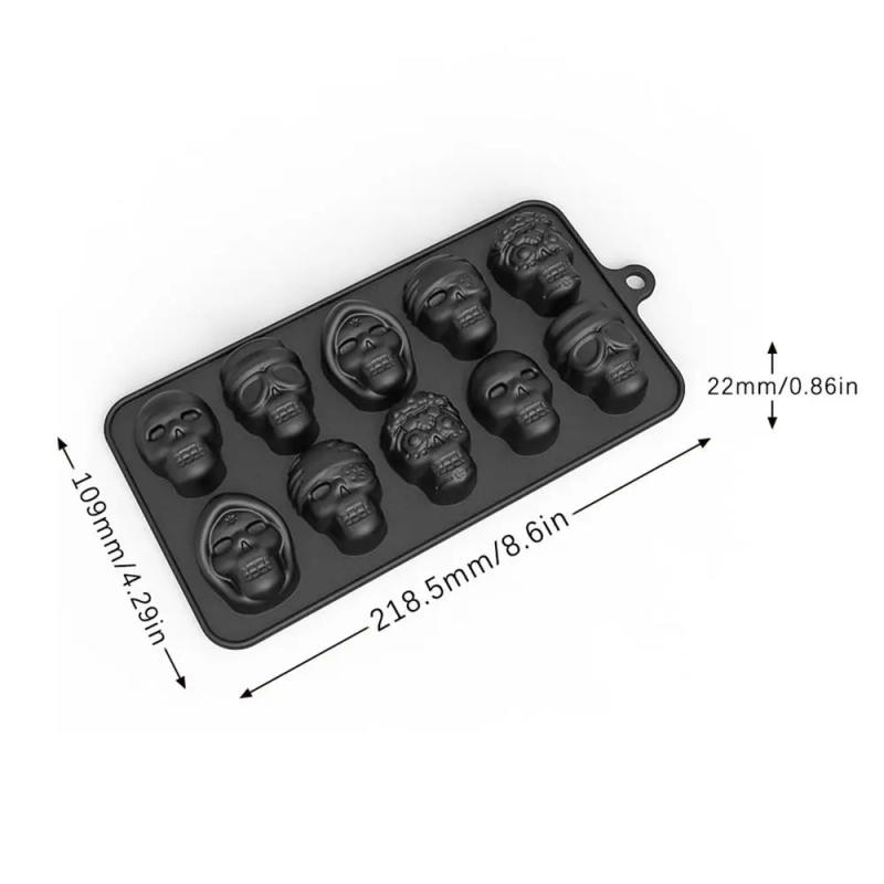 Description Picture 6 of itemSilicone Ice Cube Tray Halloween Decor Skull Ice Mold Funnel Matching Multi-Purpose Ice Making Tool For Chocolate Ice Cream And