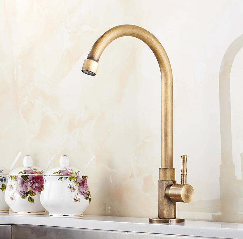 Description Picture 2 of itemCold Kitchen Sink Faucet Antique Bronze Finished 360 Degree Single Hole Water Tap Cooper Kitchen Tap ELK12