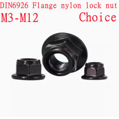 5pcs-10PCS DIN6926 black Flange Nylon Lock nut M3 M4 M5 M6 M8 M10 M12  steel with black zinc insert Lock Nuts