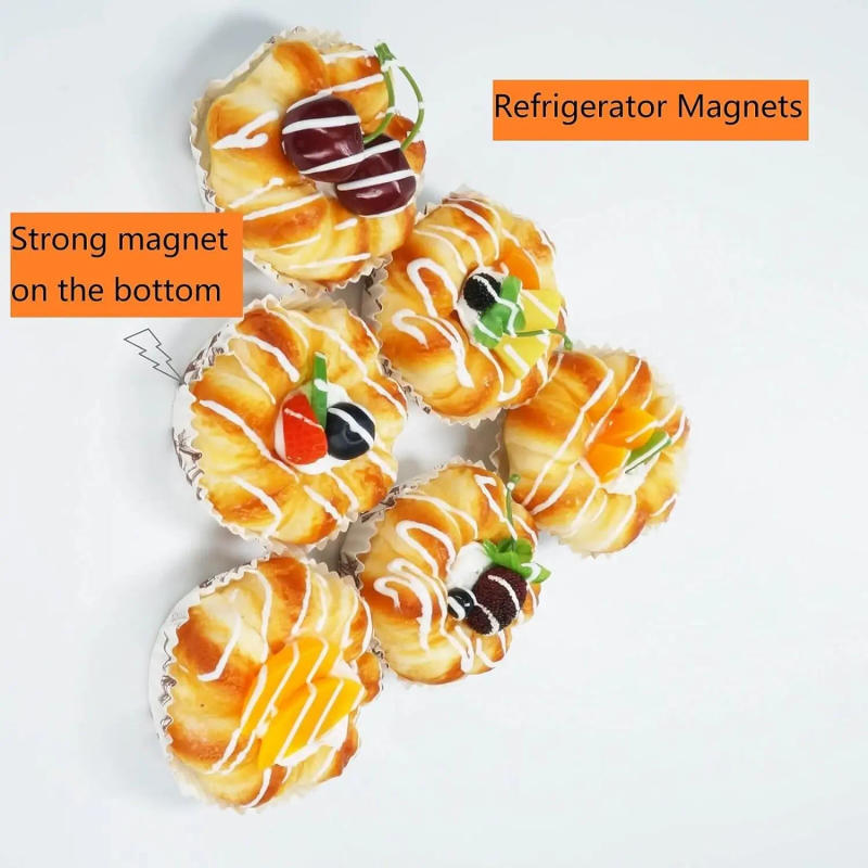 Description Picture 4 of itemArtificial Cake Decor and Faux Desserts Replica, Fake Fruit, Bread, Food, Kitchen and Bakery, Shop Props, 6 Pack