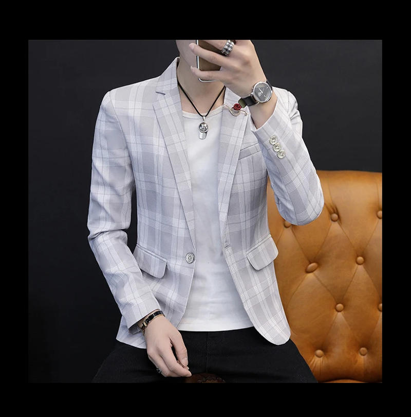 Description Picture 5 of item2023 New Format Handsome Trend Slim Fashion Handsome All The Trend All The Match Blazer for Men Blazer Hombre Viscose