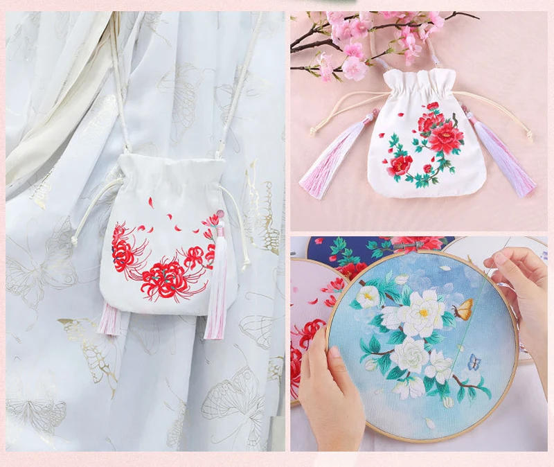 Description Picture 3 of itemDIY Embroidery Kit with Embroidery Frame Hoop Flower Bird Pattern Cross Stitch Punch Needle Set Hanging Picture Christmas Gifts