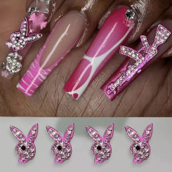 10pcs Luxury Bunny Diamond Nail Charms 3D Alloy AB/Pearl Jewelry Glitter Zircon Rhinestones Decorations Manicure Supply