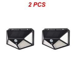 100 LED Solar Wall Lamp All Sides Luminous Motion Sensor Human Induction Courtyard Waterproof Stairs Outdoor Wall Light