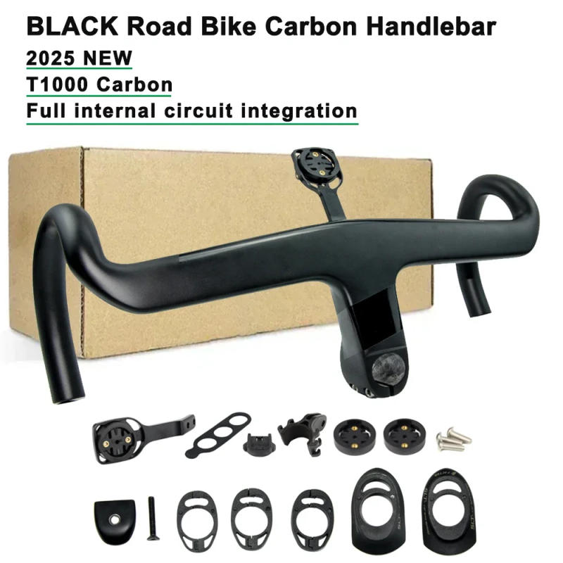 Description Picture 2 of itemBlack Road Bike Carbon Handlebars with Fully Internal Circuit Integrated Handlebars, Suitable for Black Gravel Bike Handlebars