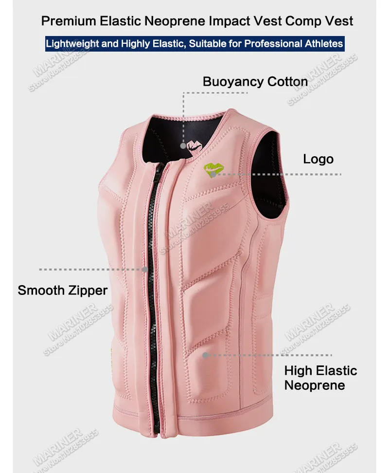 Description Picture 4 of itemSurfing Premium Elastic Neoprene Impact Vest wake Comp Vest men women but Great for All Other Watersports Activities life jacket