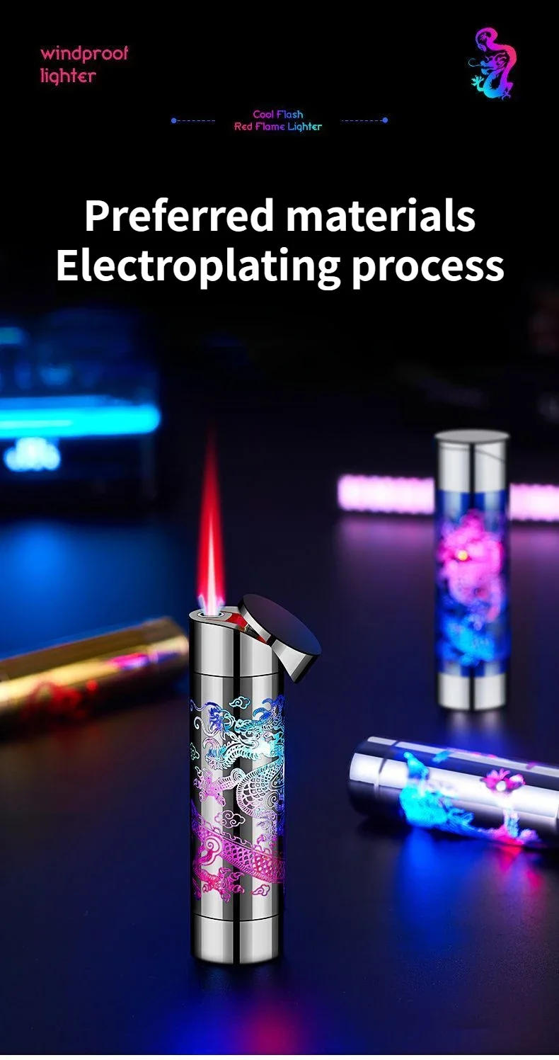 Description Picture 6 of itemNew Portable Light Inflatable Lighter Windproof Jet Pink Flame Butane Gas Lighter Cigarette Accessories Lighters Smoking Gift
