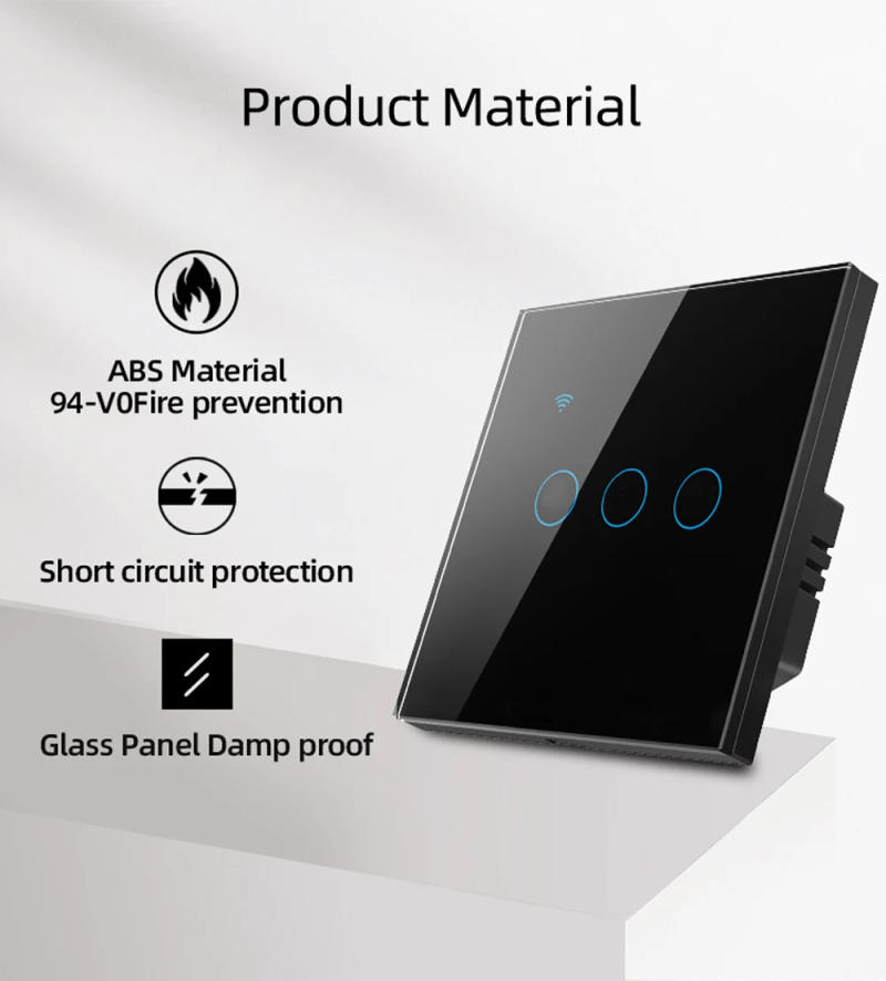 Description Picture 4 of itemWiFi Smart Switch EU Light Wall Touch Switch 220V Need Neutral Wire Tuya Smart Life Work with Alexa Google Home 1/2/3/4 Gang