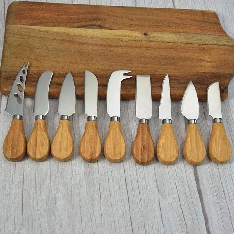 Description Picture 3 of item1Pcs Steel Stainless Cheese Knives with Bamboo Wood Handle Cheese Slicer Cheese Cutter Kitchen Baking Tool