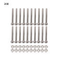 M2 x 20mm Long Hex Socket Knurled Cap Screws Bolts Nuts Set 20Pcs