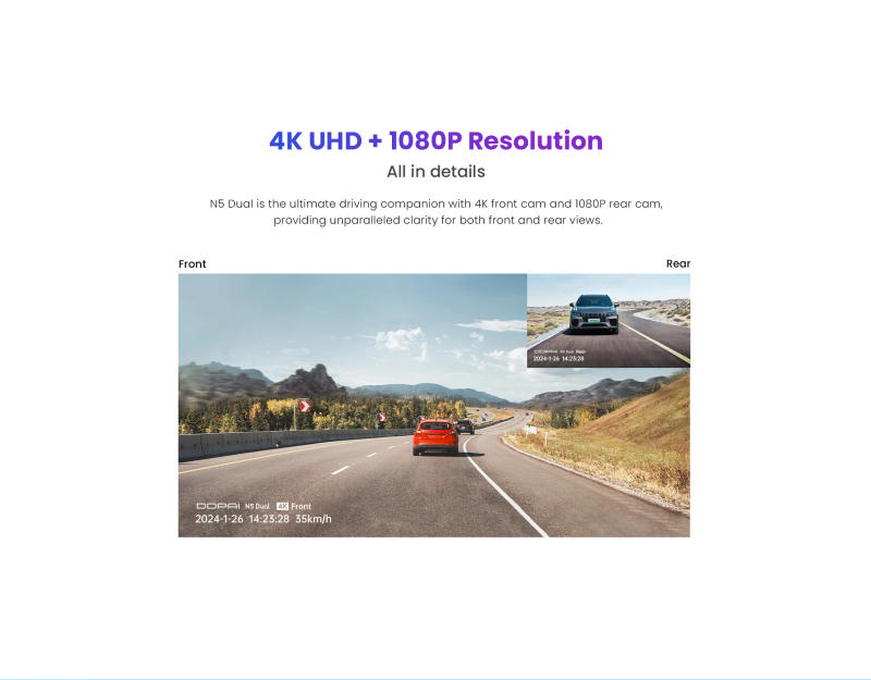 Description Picture 5 of itemDDPAI N5 Dual Dash Cam Front and Rear 4K Ultra HD Resolution AI Dash Cam NightVIS ADAS GPS