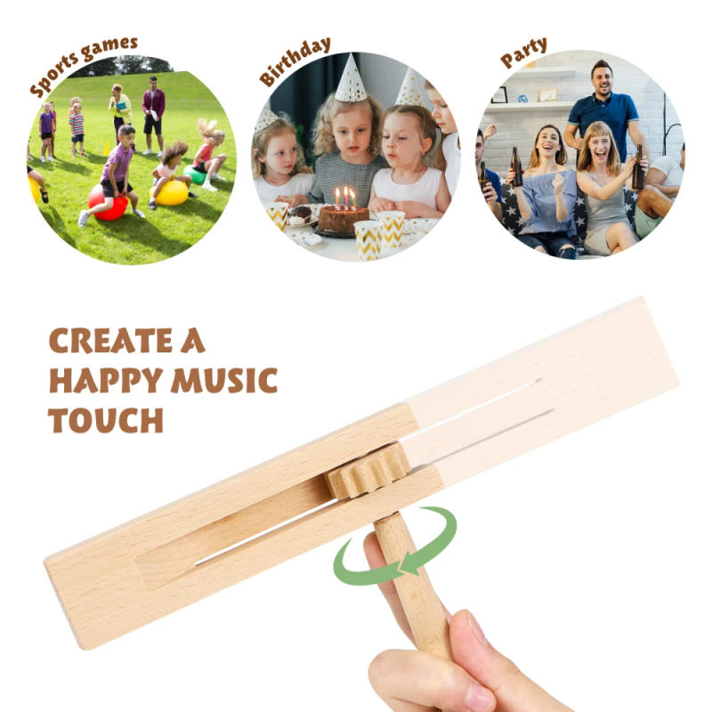 Description Picture 6 of item2Pcs Musical Toy Wooden Ratchet Castanets early Education Toy Tradition Matraca for Children's handheld