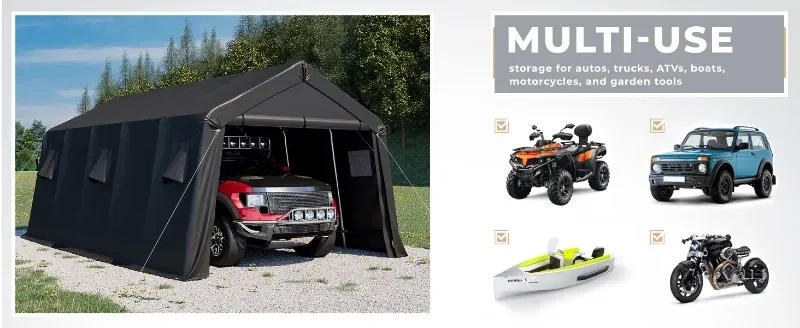 Description Picture 6 of itemMELLCOM 13 x 20 FT Heavy Duty Carport, Portable Garage with All-Steel Metal Frame & Vents, Anti-Snow Car Canopy Outdoor Storage