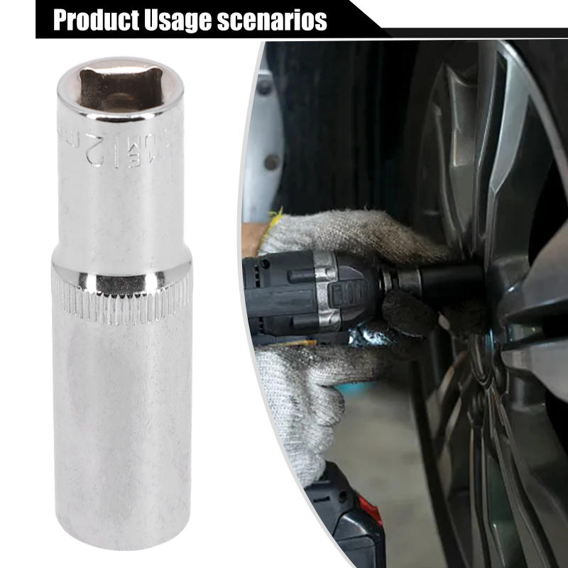 Description Picture 2 of item3/8inch Deep Socket Adapter Chrome Vanadium Steel Hex Long Sleeve Wrench Heads 8-24mm Ratchet Wrench Adapter