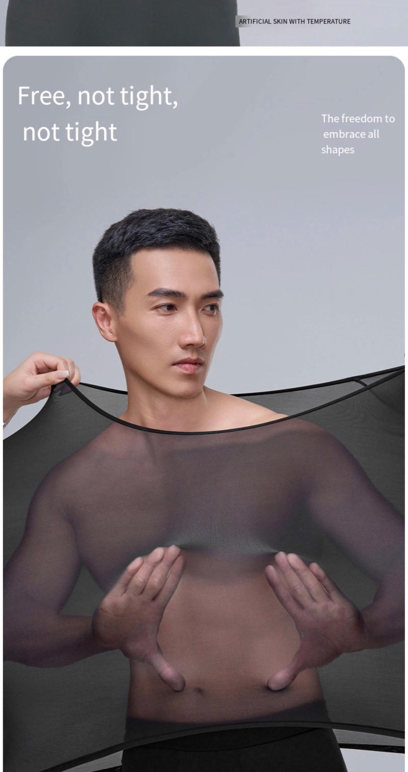 Description Picture 2 of item1pcs Men's Ultrathin Thermal Underwear High elasticity Plus Size Constant Temperature Seamless Long Sleeve Bottoming Set