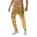 Men's Shiny Leather Solid Colour Drawstring Casual Pants Mardi Gras Party Performance Costume Nightclub Stage Perform Trousers