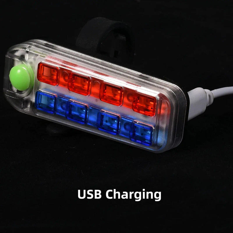 Description Picture 6 of itemBicycle Tail Light Safety Warning Red Blue Light Rechargeable Bike Rear Lights 8 LED Waterproof Outdoor MTB Cycling Taillight