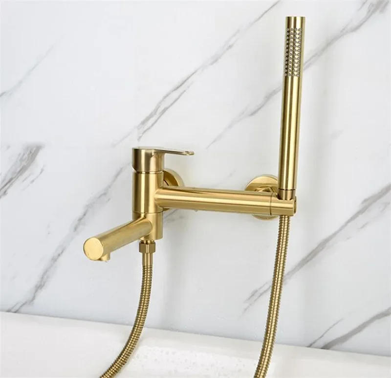 Description Picture 3 of itemBathtub Shower Set Wall Mounted Brushed Gold Rotatable ,Bidet Faucet  Bathroom Bath & Mixer Tap Brass