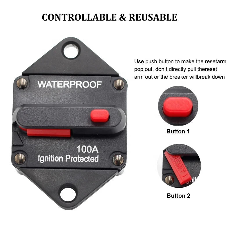 Description Picture 5 of item100A 150A 200A 300A Amp Car Auto Audio Marine Boat Waterproof DC Motor Operator Fuse Holder Circuit Breaker