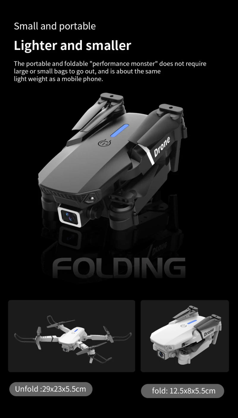 Description Picture 3 of item2024 New E88 Pro WIFI FPV Drone Wide Angle HD 4K 1080P Camera Height Hold RC Foldable Quadcopter Dron Helicopter Toys Gift