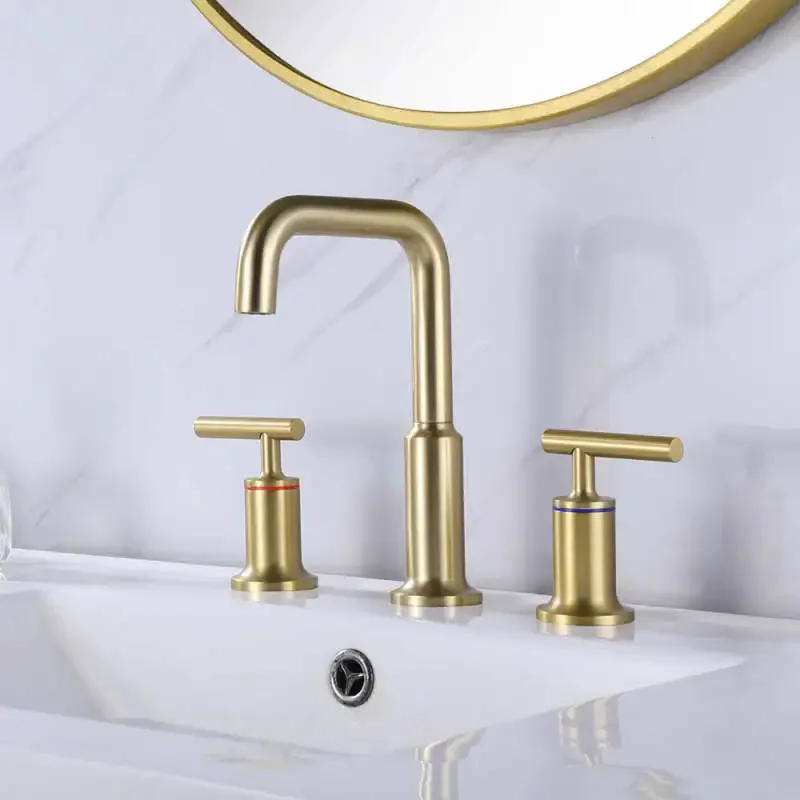 Description Picture 4 of itemRose Gold/Chrome/Matt Black/Brushed Gold Brass Double Handles Bathroom Basin Sink Faucet Water Mixer