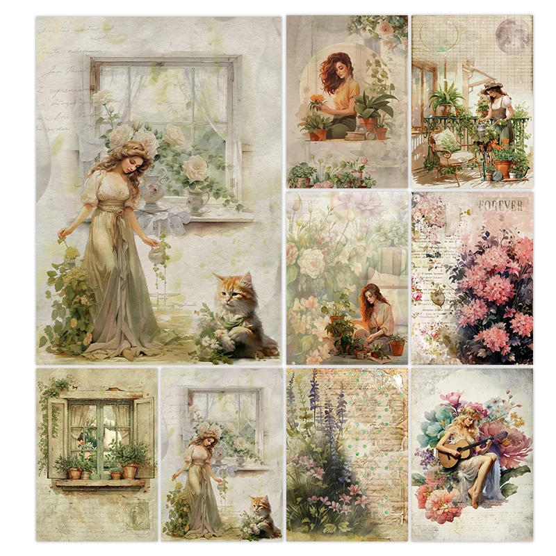 Description Picture 6 of itemRice Paper Original Design Scrapbook Retro Papers Mushroom Pattern for Scrapbooking DIY Junk Journal Decoration Craft 8pcs