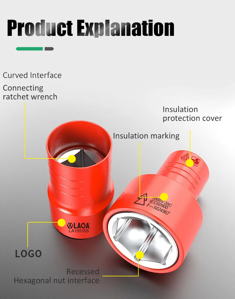 Description Picture 6 of itemLAOA Insulated socket spanner New energy electric vehicle repair large spanner with replaceable socket head