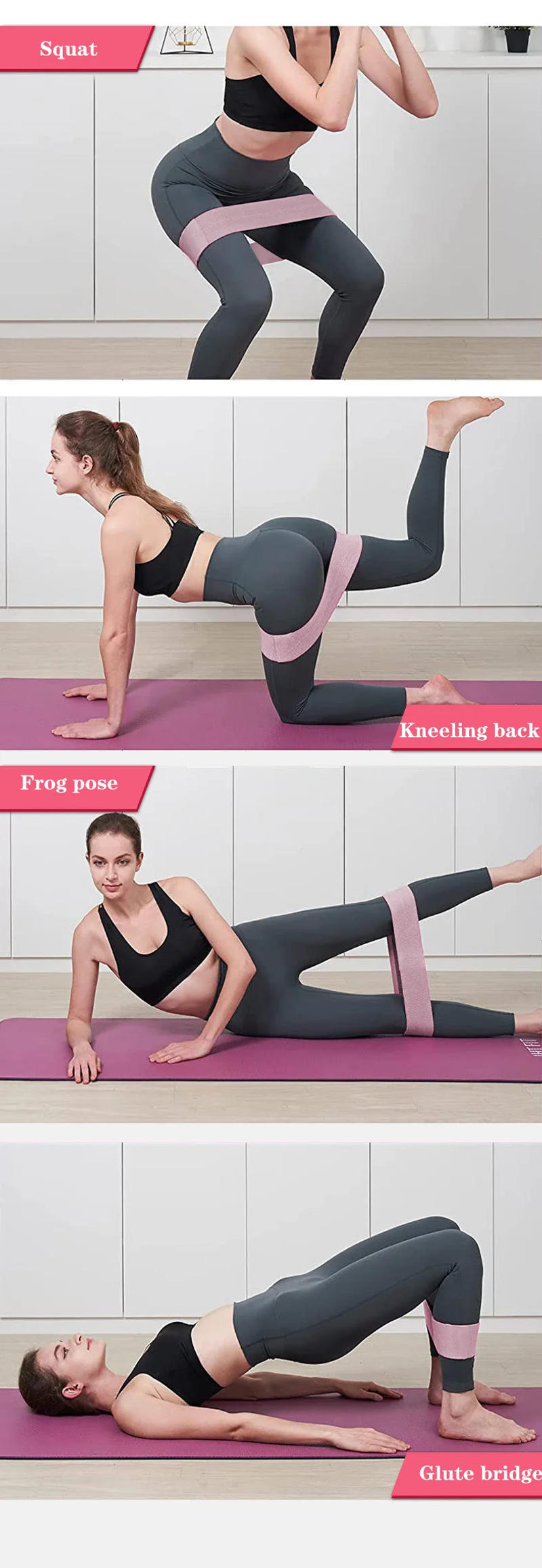 Description Picture 5 of itemFabric Resistance Hip Booty Bands Glute Thigh Elastic Workout Bands Squat Circle Stretch Fitness Strips Loops Gym Yoga Equipment